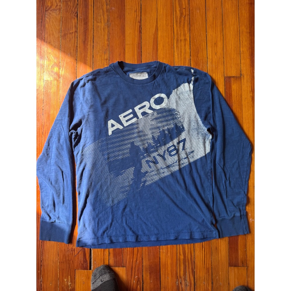 Aeropostale Mens Long Sleeve Graphic Tee Aero NY87 Cotton Shirt Large